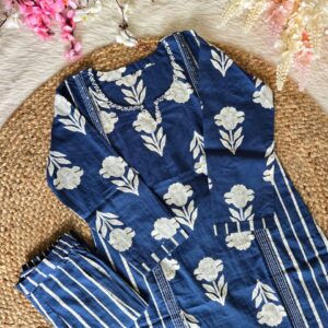 Blue Cotton Kurta with Pant