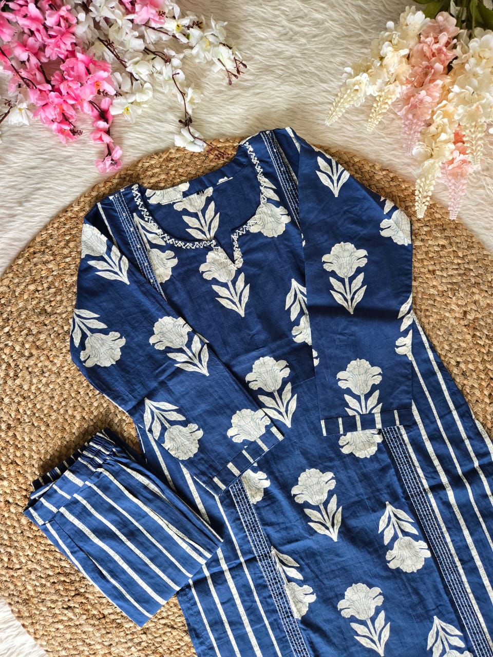 Blue Cotton Kurta with Pant