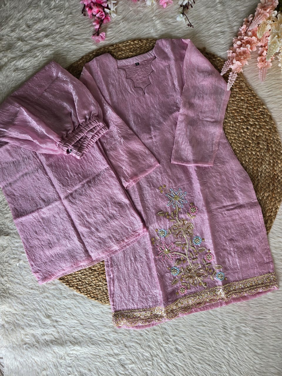 Crush Tissue Co-ord Kurta Set for Women | Buy Online in India