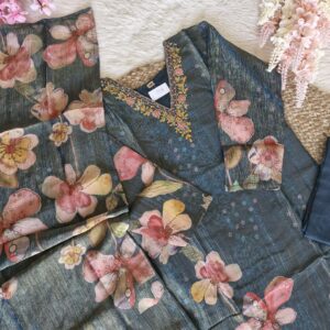 Green Crush Tissue Kurta Set for Women