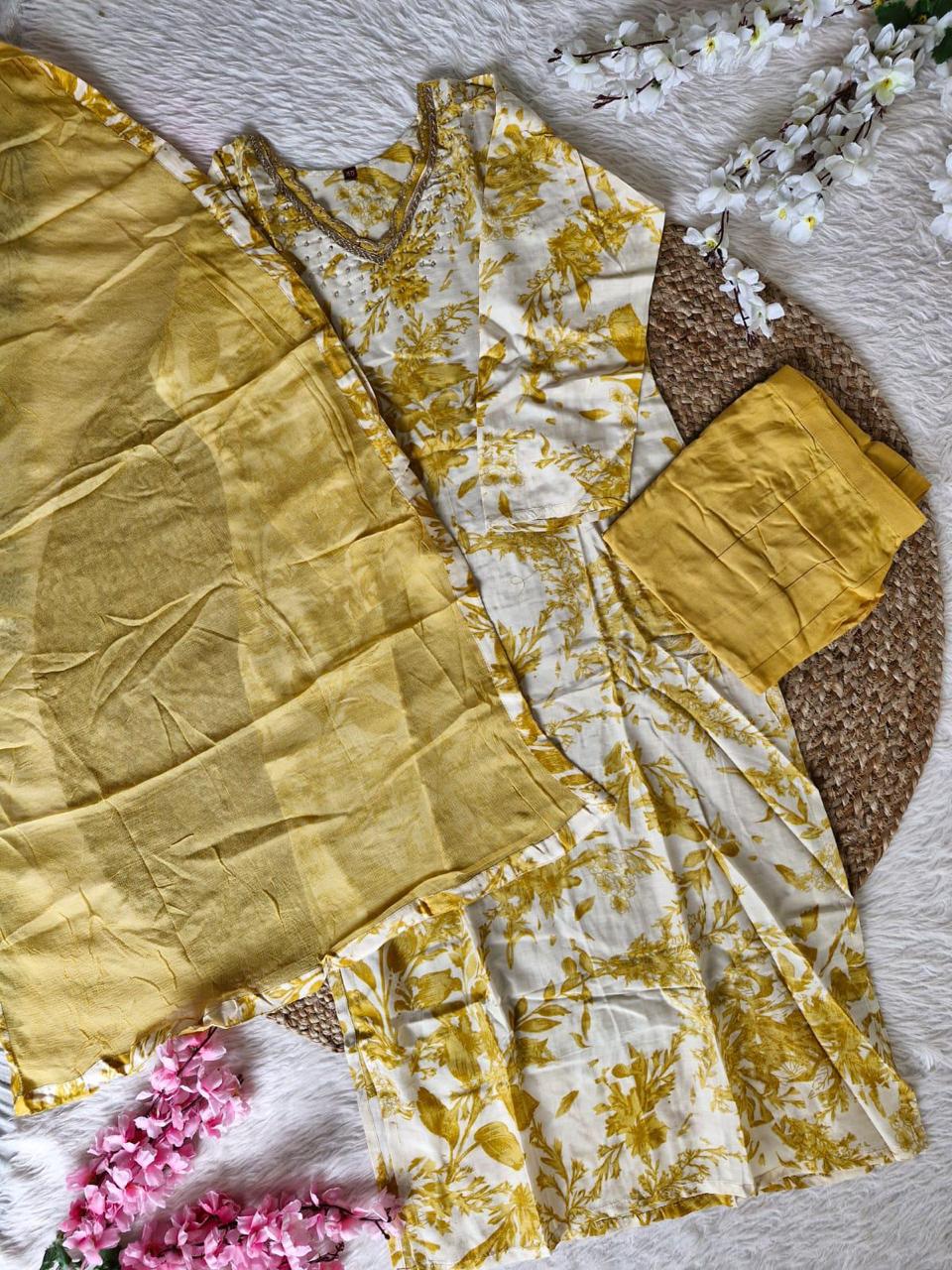 Mustard Muslin Kurta Set for Women