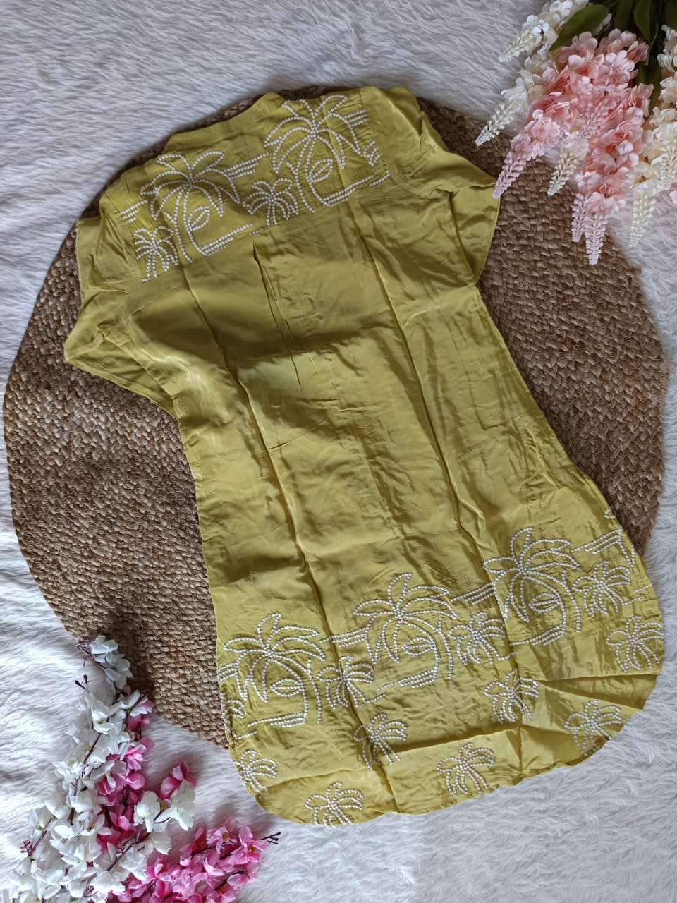 Natural Crepe Co-ord Set for Women Light Green