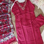Pink Ghajji Dupatta with Russian Silk Kurta Set