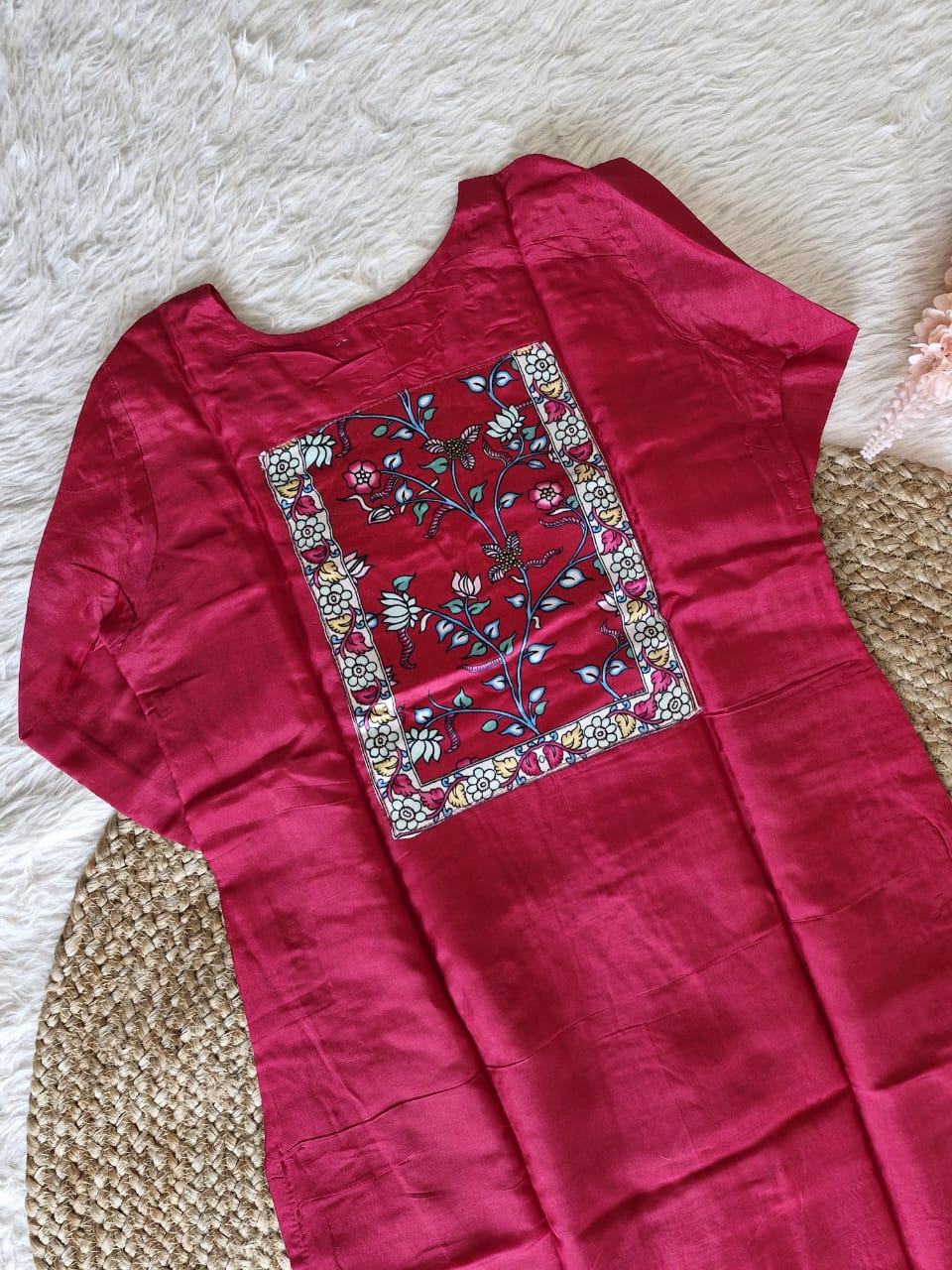 Pink Ghajji Dupatta with Russian Silk Kurta Set
