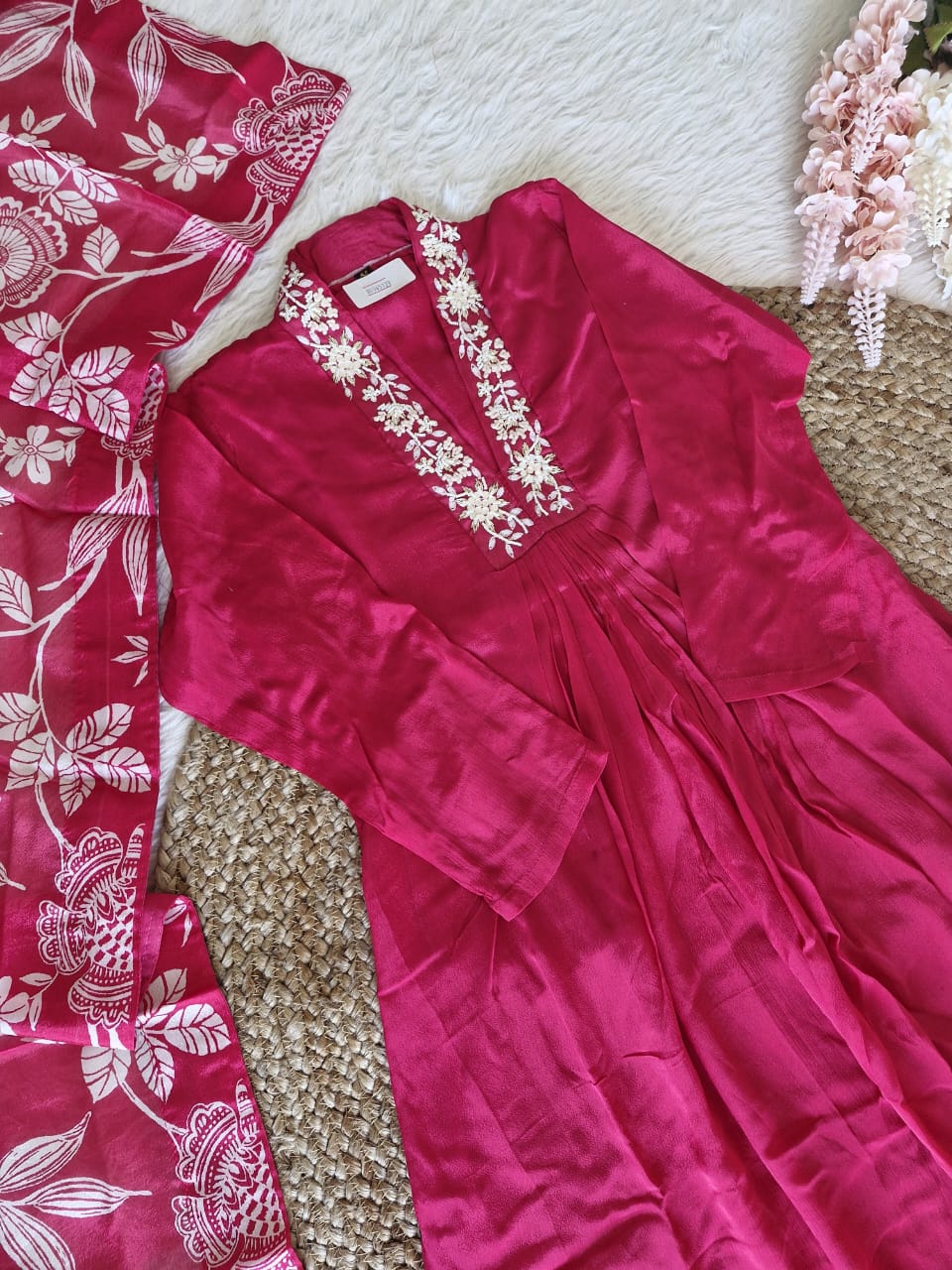 Pure Chinnon A-Line Kurta Set